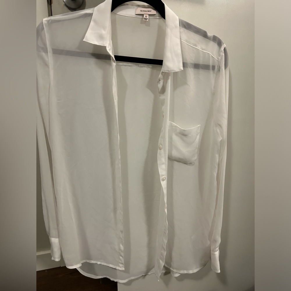 sheer white blouse aritzia